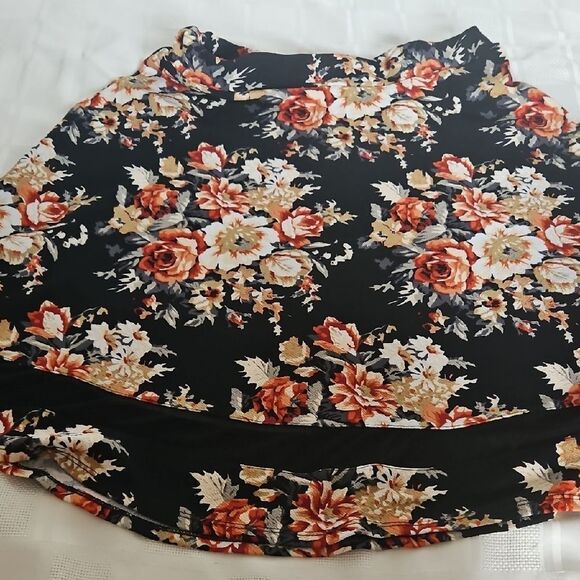 Faith and Joy Orange Black A-Line Skirt Casual Resort Wear - Picture 16 of 16